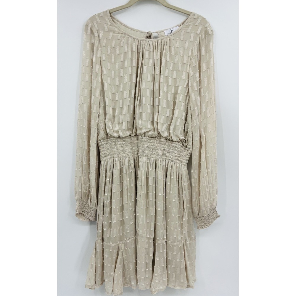 New Ferne Boutique Layered Metallic Chiffon Dress Size Medium Long Sleeve